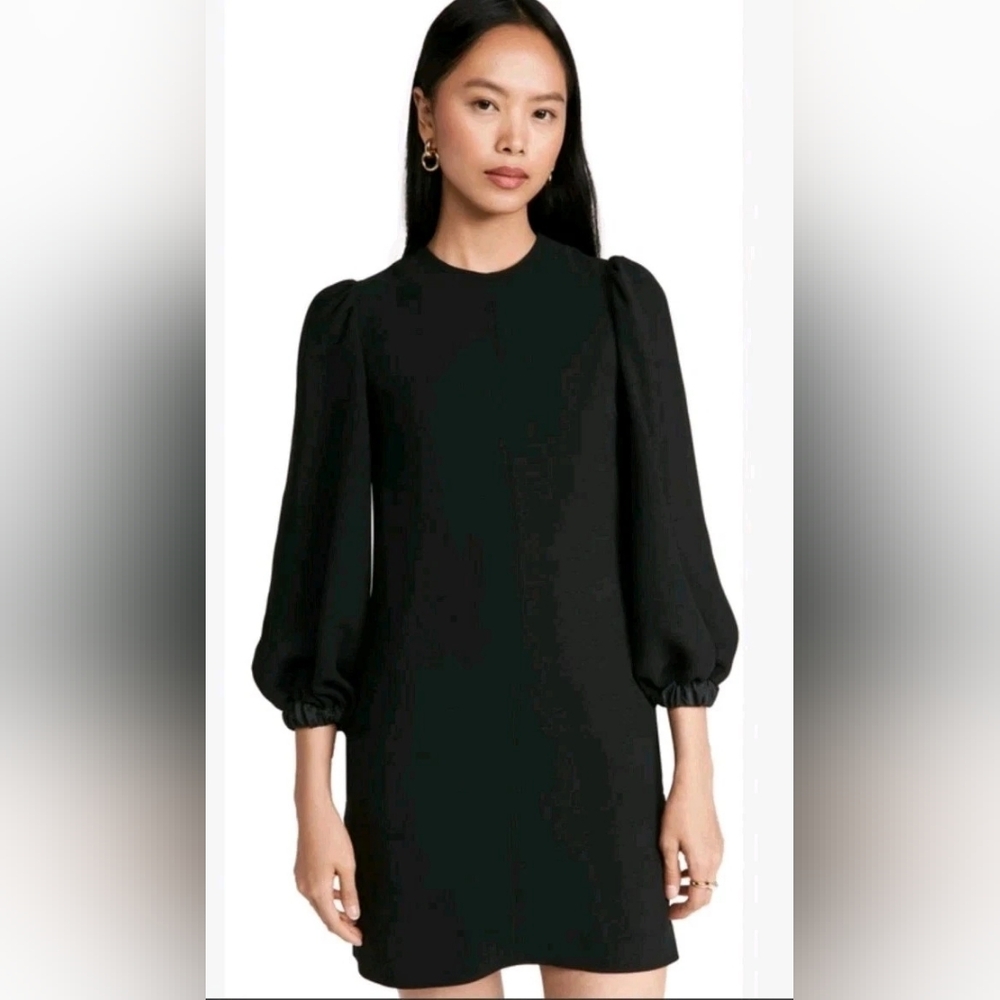 VVB VICTORIA BECKHAM Blouson Sleeve Crepe Shift Dress Black IT 38 US 2 Org $495